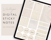 Digital sticky notes | vintage paper, digital ipad planner stickers, to do lists, habit stickers, Goodnotes PNG