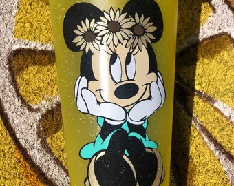 2 Toppers Minnie sunflowers head Cabezas minnie mouse pack-2 pieces table centerpiece Minnie Mouse face black yellow sunflower styrofoam he