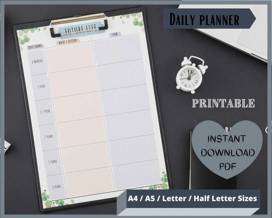 Printable PDF Instant download Future planner for help to | Etsy