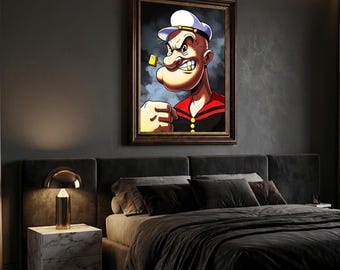 Popeye Heroic Vector Art Print: Dark Spotlight Illustration (Digital Download, A4)