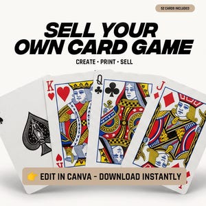 Editable Playing Cards Template 52 Deck Canva | Custom Card Game Template | Print Ready Cards | Flashcards DIY Game Kit