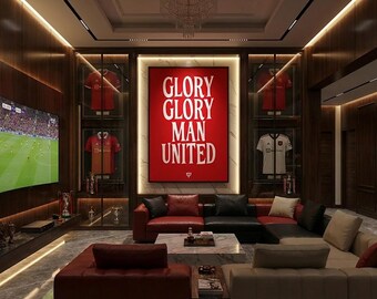 Glory Glory Man United Print – Bold Red Wall Art (Digital Download)