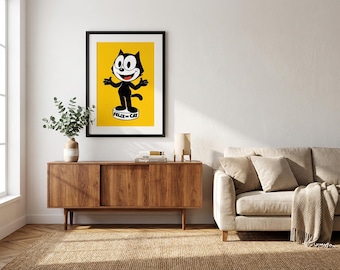 Felix the Cat Vintage Art Print – Bold Cartoon Poster, Printable Wall Art, Retro Animation Decor