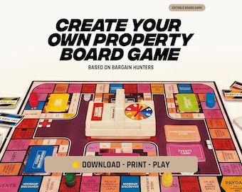Editable Property Trading Board Game Template | Custom Family Game Design (AI, SVG, PDF)