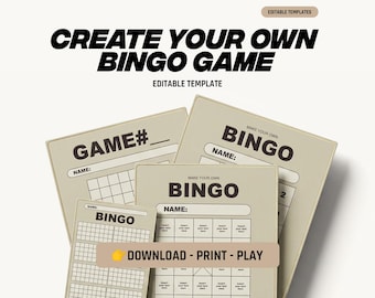 Custom Bingo Cards, Editable Canva Template, Party Game (Instant Download)
