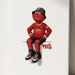 Man Utd Elmo Streetwear Poster: Football Fan Art (Digital Download) image 1