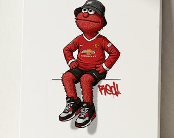 Man Utd Elmo Streetwear Poster: Football Fan Art (Digital Download)
