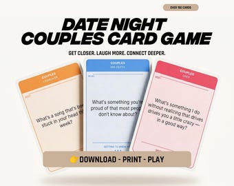 Couples Card Game, 150+ Questions, Date Night Conversation Starters (PDF/PNG)