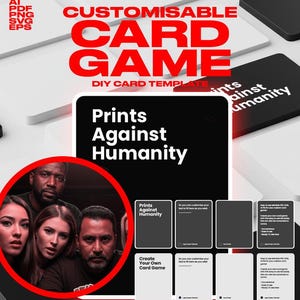 Anpassbare Karten gegen die Menschlichkeit Vorlage | Bearbeitbares PDF svg AI | DIY Spiel Deck | Erstelle Dein Eigenes Partyspiel