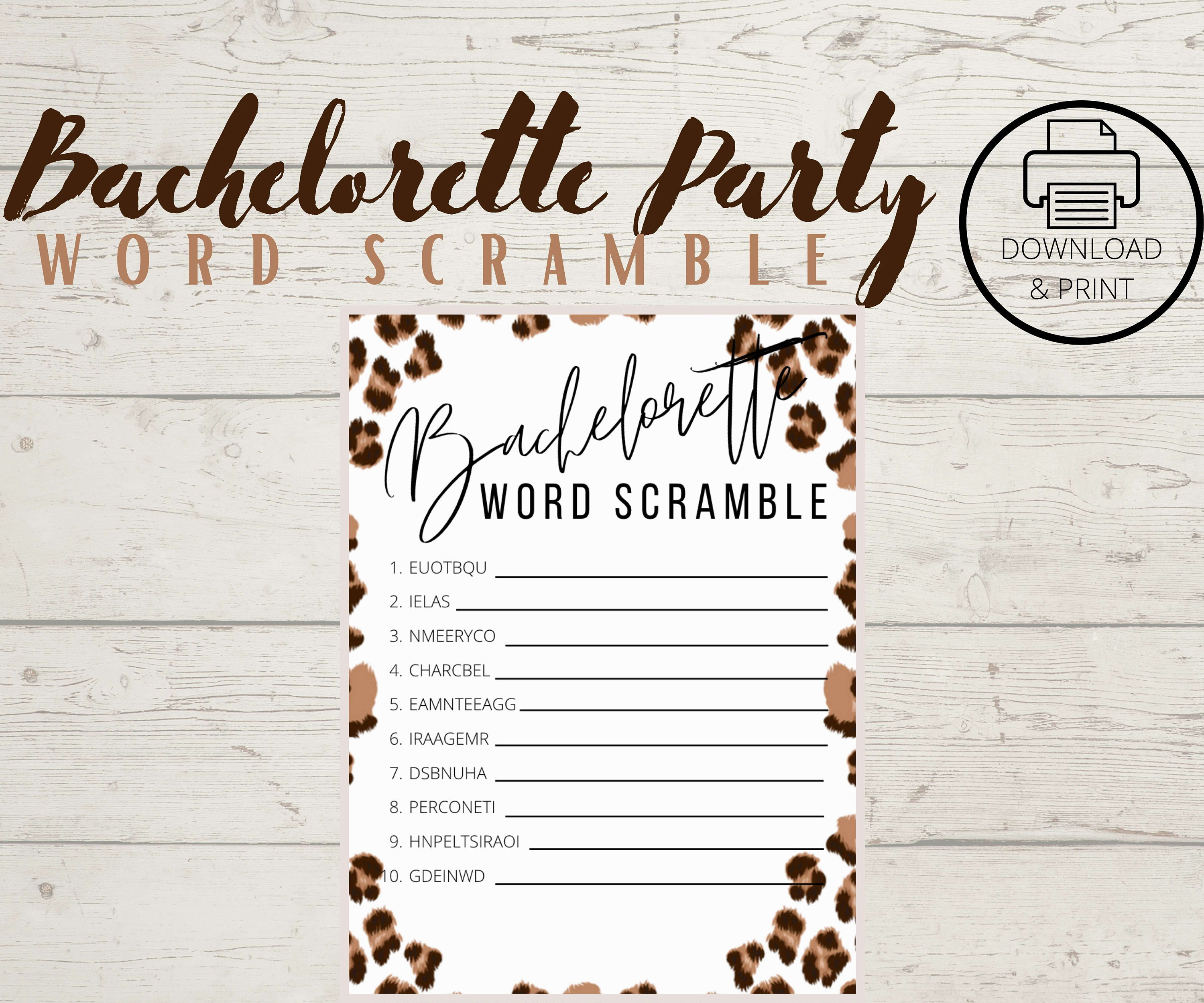 Bachelorette Party Games Word Scramble Bachelorette | Etsy