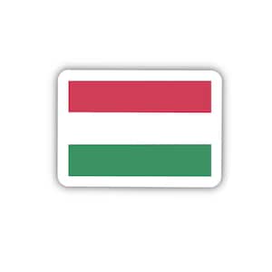 Naklejka z flagą Węgier - przezroczysta - 2x1,42 cala | Przezroczysta naklejka z godłem Węgier na samochody, laptopy i inne | Trwała i odporna na warunki atmosferyczne