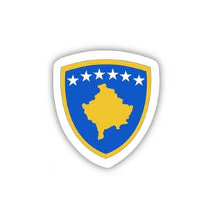 Kosovarische Wappen Aufkleber - 2 &quot;Länge | Symbolisches kosovarisches Emblem Aufkleber für Autos, Laptops und Reiseausrüstung | Langlebig und wetterfest