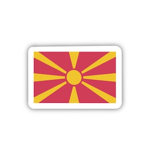 Makedonien Flagge durchsichtiger Aufkleber - 5 cm lang | Transparentes Makedonisches Emblem Aufkleber für Autos, Laptops und Reisegepäck | Langlebig und wetterfest