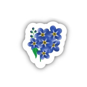 Sticker fleurs myosotis - 2 pouces de hauteur | Sticker floral délicat pour journaux, ordinateurs portables et travaux manuels, symbole arménien