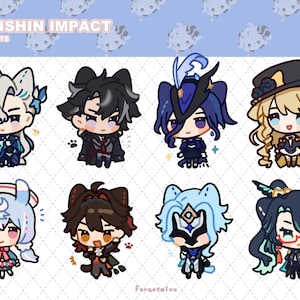 PREORDER | Genshin (but cats) [原神] epoxy charms + stickersheet, gift