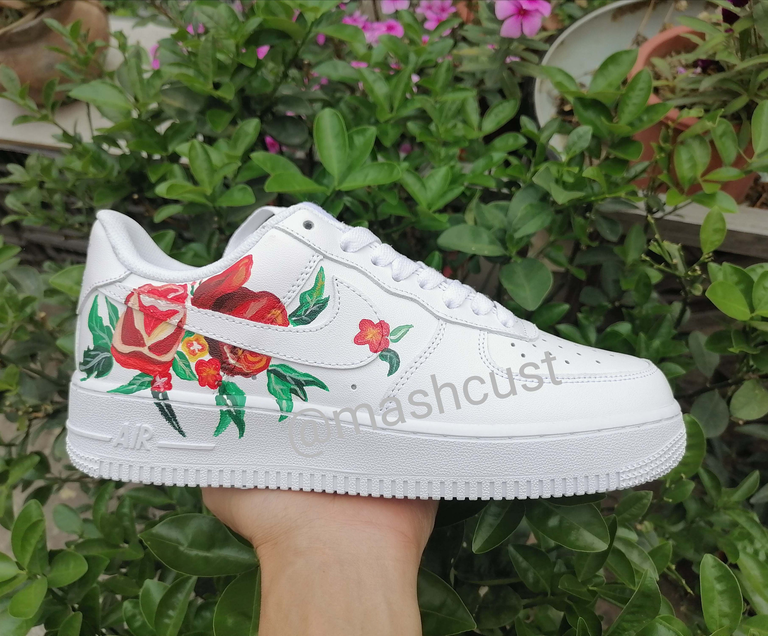 Custom Sneakers Nike Air Force 1s Painted Floral Shoes For | Etsy