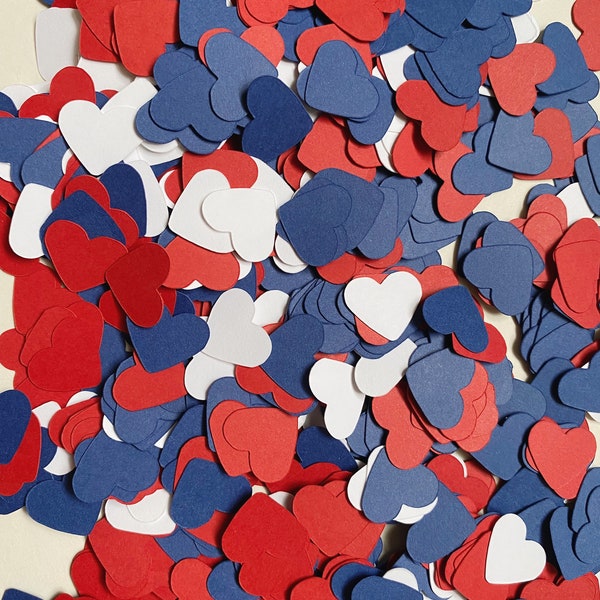 Red , white ,& Blue Heart confetti | BBQ decor| Table decor | Patriotic decor | 1/2 in Heart confetti