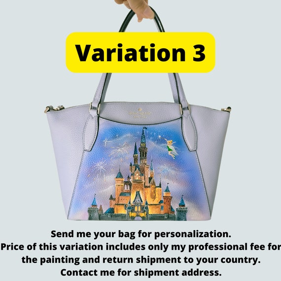 Hand Painted Leather Crossbody Bag Bag With Disney Castle 