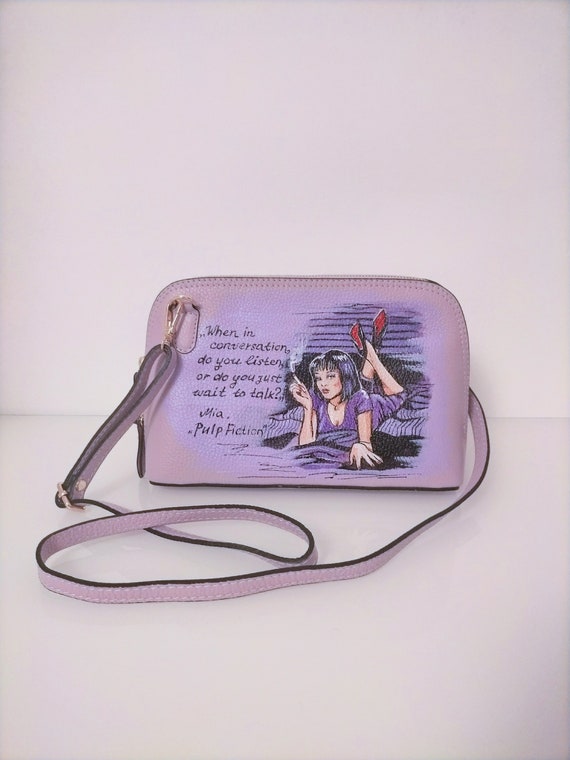 Hand Painted Bag Pulp Fiction Italian Leather Bag Mia Wallace Pulp Fiction Art Quentin Tarantino High Quality Bag Etsy