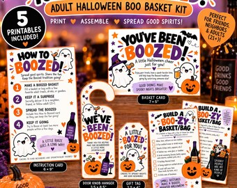 You’ve Been Boozed Printable Kit, Adult Halloween Boo Basket, Boozed Gift Tags & Door Hanger