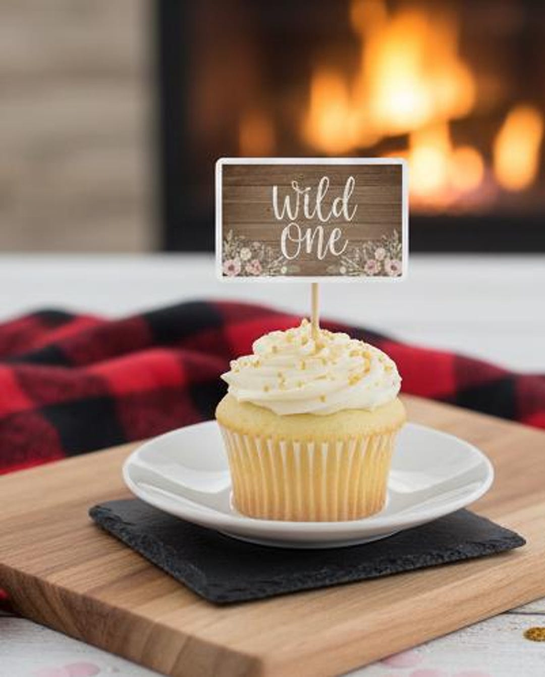 Wild ONE Cupcake Topper – Rustic First Birthday Pick With Floral ...
