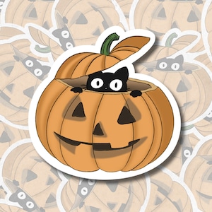 Halloween Spooky Pumpkin Cat Handmade Sticker