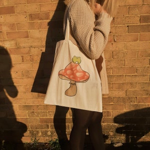 Handmade Froggy Mushroom Tote Bag