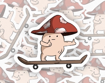 Aggressive Skater Mushroom Handmade Sticker