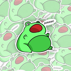 Sticker fait main grenouille qui crie