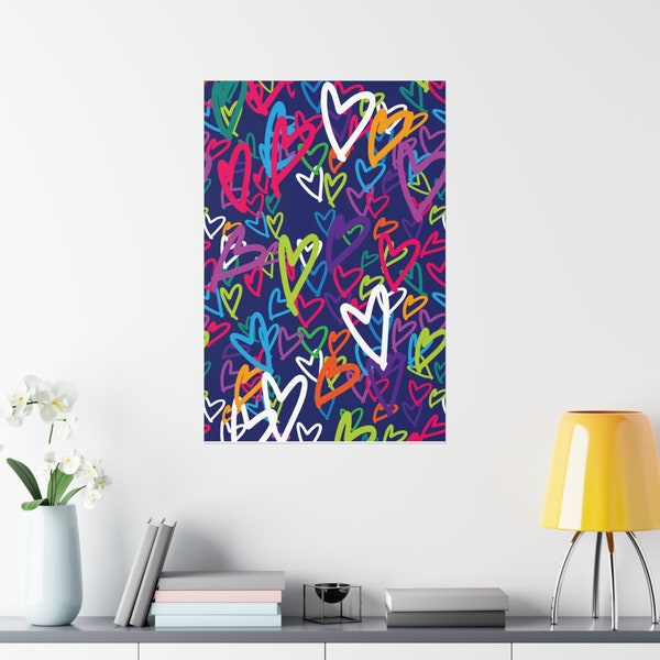 Graffiti Hearts Print | Digital Art Download | Abstract Graffiti Heart Poster Printable Art | Cute Trendy Wall Art