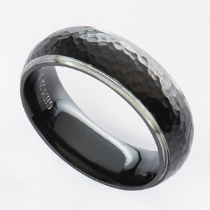 Personalised Hammered Finish Zirconium Gents Ring