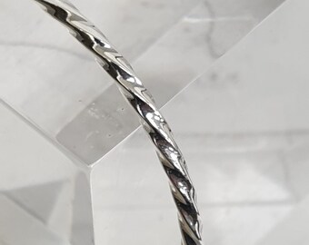 Twisted Sterling Silver Bangle - Etsy