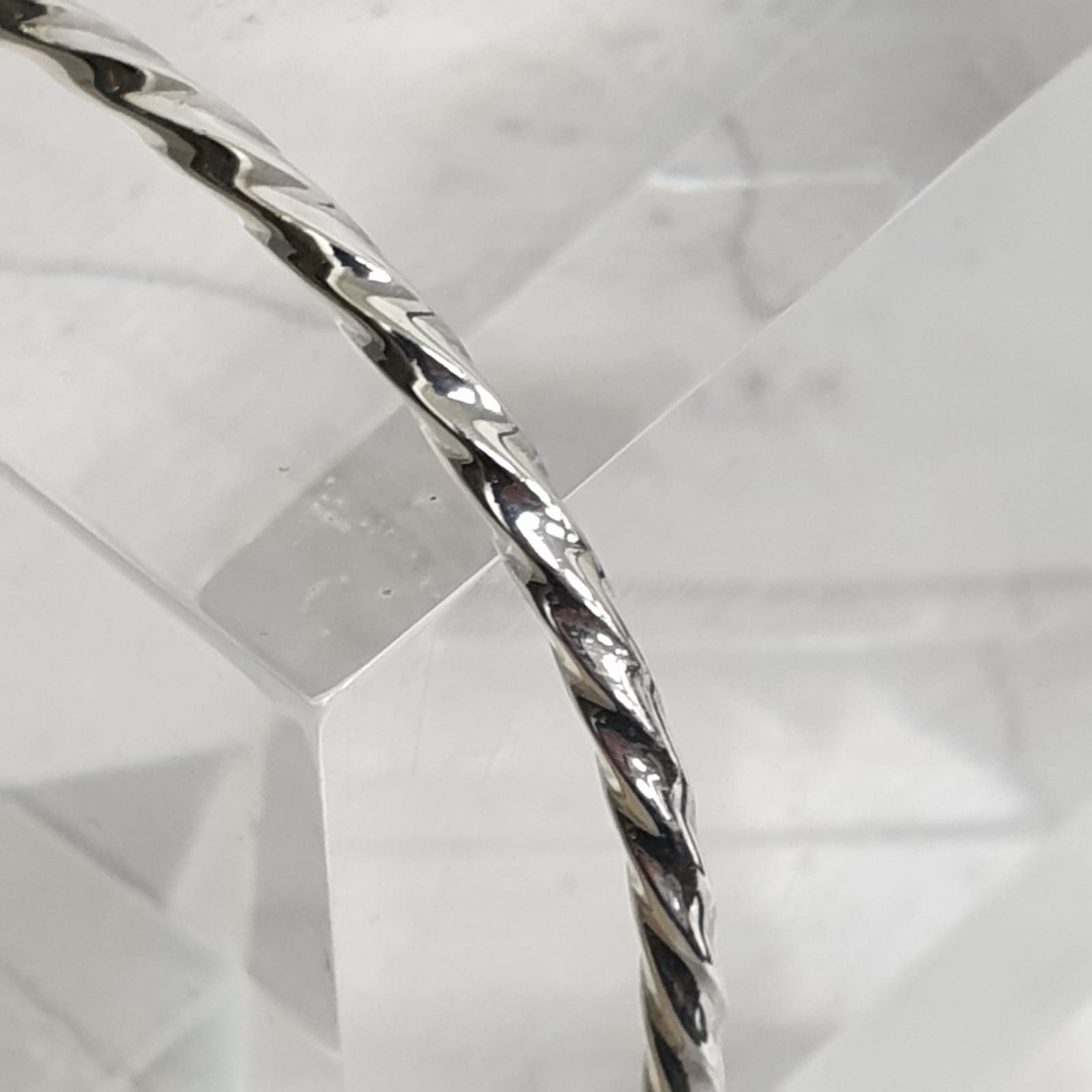 Twisted Sterling Silver Bangle - Etsy