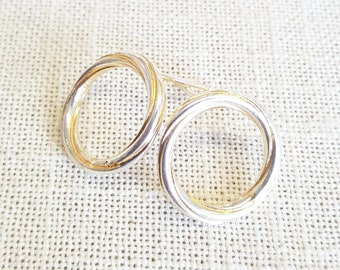 Pendientes Twist Circle en plata de ley y dorado