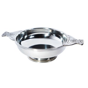 Extra Large Pewter Quaich With Celtic Detailing