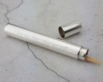 Personalised Silver Toothpick Holder Engraved