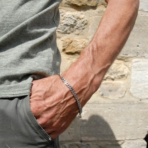 Platte titanium armband heren