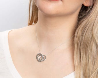 Silver Personalised Interlinked Circles Necklace
