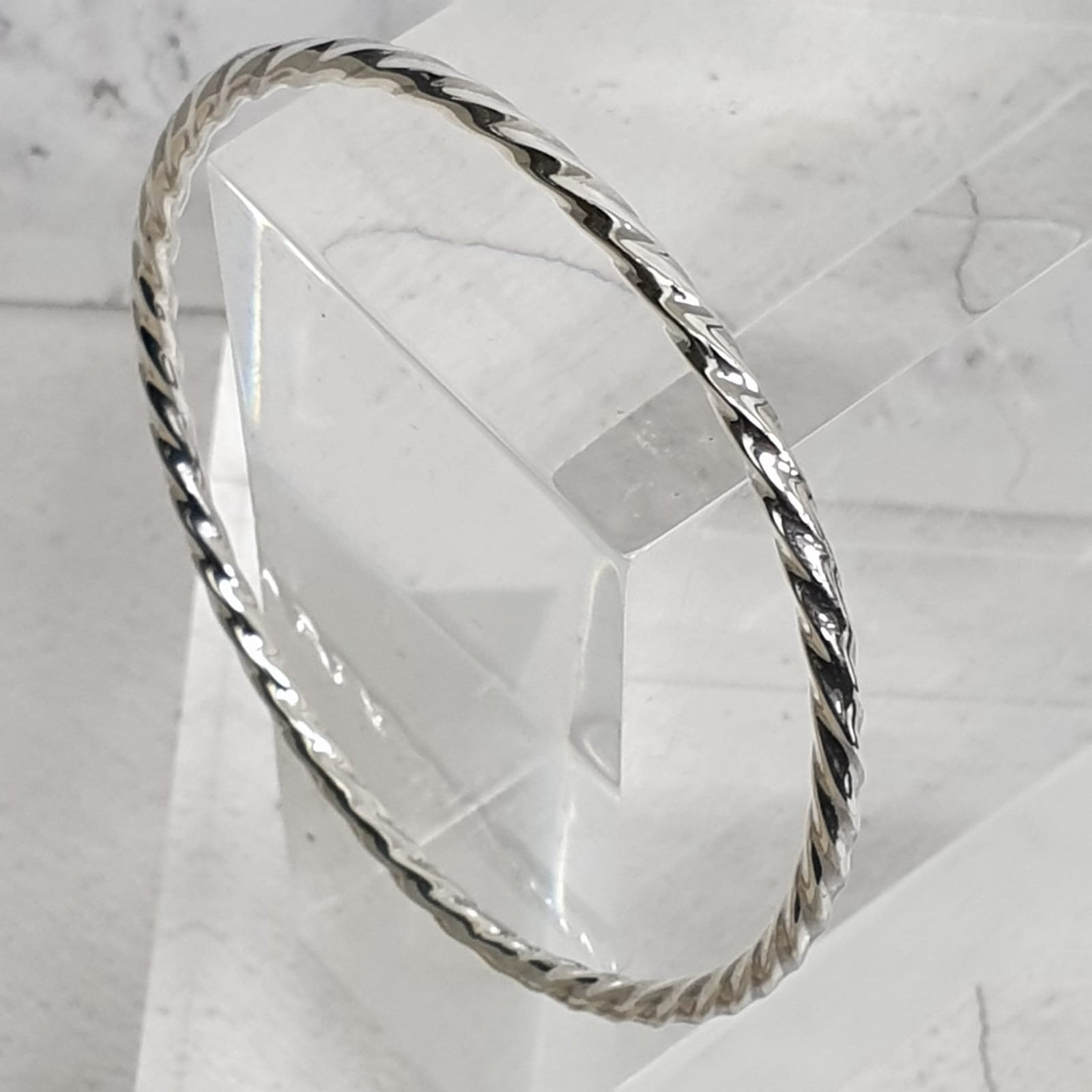 Twisted Sterling Silver Bangle - Etsy