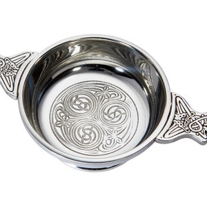 Personalised Pewter Quaich With Celtic Knot