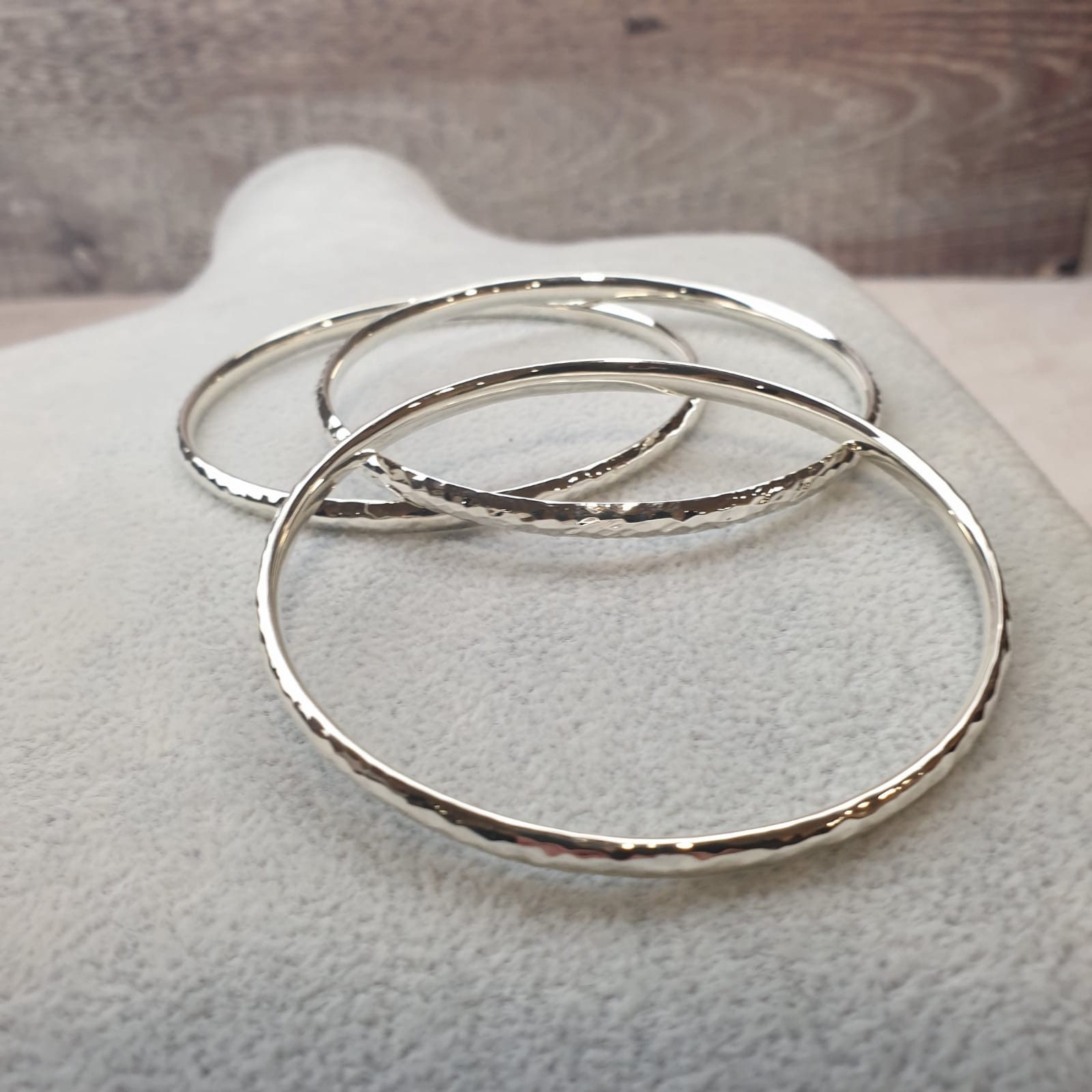 Tri Stacker Heavy Hammered Bangle Set - Etsy