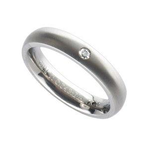 Personalised Ladies Diamond Set Titanium Wedding Ring - Court