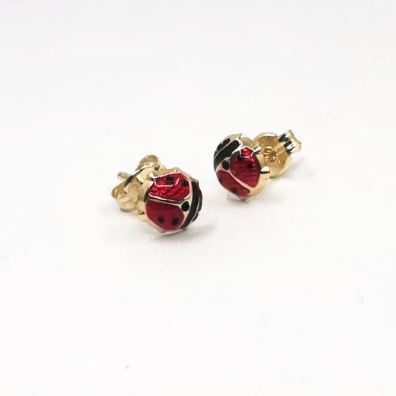 ルビーピアス てんとう 虫 ピアス JBE-339-1 てんとう虫ピアス 赤 黒