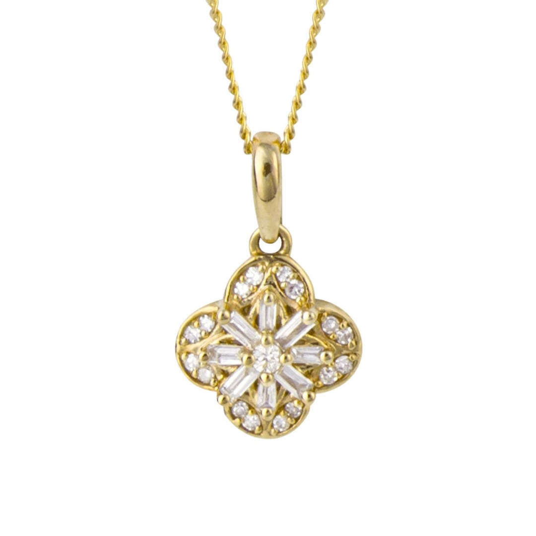 Fancy Gold R Flower Elegant 9ct Gold Flower Pendant With Diamonds - Etsy
