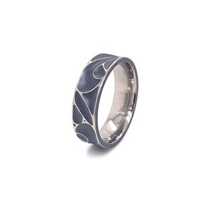 Titanium Ring With Carved Wave Detail