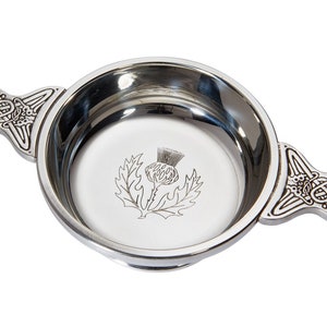 Pewter Quaich With Thistle Design