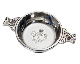 Pewter Quaich With Thistle Design