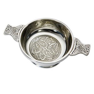 Personalised Pewter Quaich With Celtic Knot Detailing