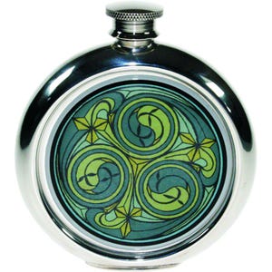 Personalised Green Kells Pewter Hip Flask