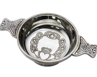Claddagh Handmade Pewter Quaich